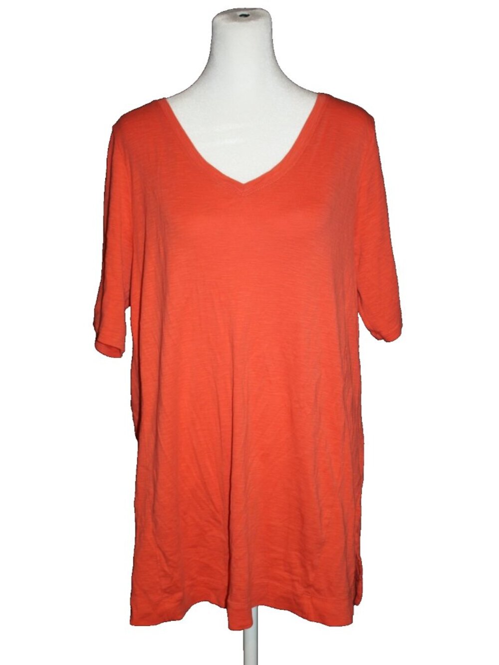 J Jill Top Women's Size L Large Orange Pima Cotton Elbow Sleeve Tunic Top Shirt